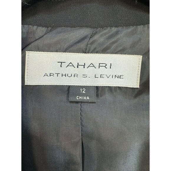 Tahari Arthur S. Levine Womens Blazer Size 12 Black Piped Trim - Picture 2 of 12